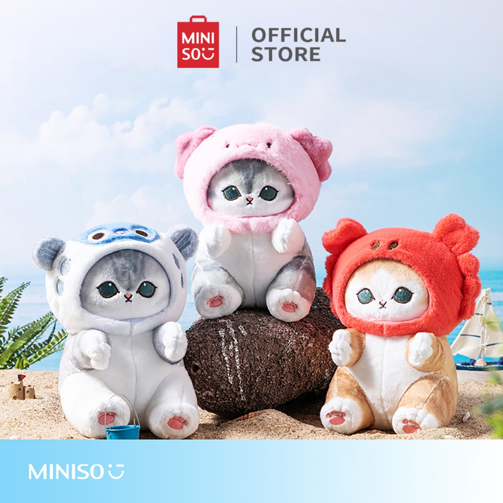 Búp bê nhồi bông hình động vật biển MINISO, búp bê nhồi bông cho mèo, búp bê nhồi bông hình mèo dễ thương 21cm