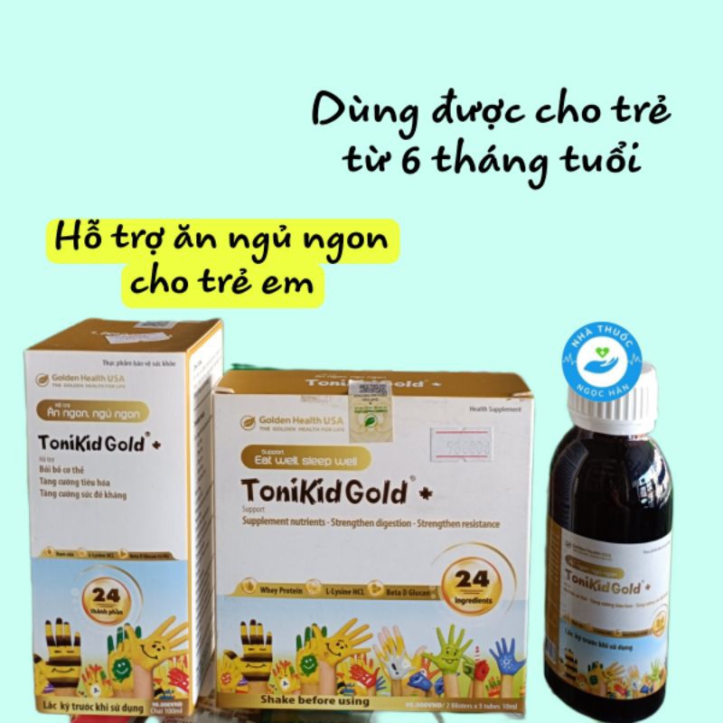 Hỗ Trợ Ăn Ngủ Ngon Tonikid Gold Với Thành Phần Thảo Dược Thiên Nhiên An Toàn Cho Bé Chai 100Ml