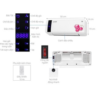 Máy sưởi gốm Ceramic Mutosi MCH-2000/HARE HR-HT2003 công suất 2000w
