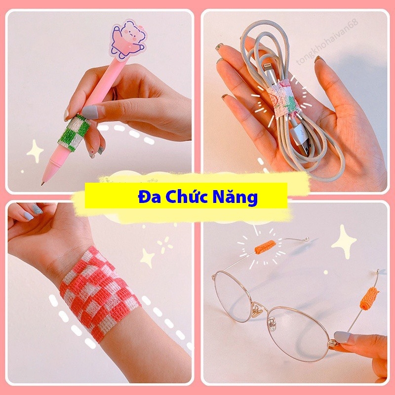 Băng Dán Quấn Ngón Tay Co Dãn Tự Dính Chóng Mài Mòn Cuộn Băng Quấn Viết Chữ Nhiều Mẫu Mã Cute
