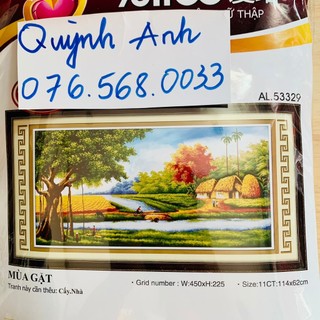 Tranh thêu phong cảnh HỒN QUÊ 53329 (114x62cm) chưa thêu