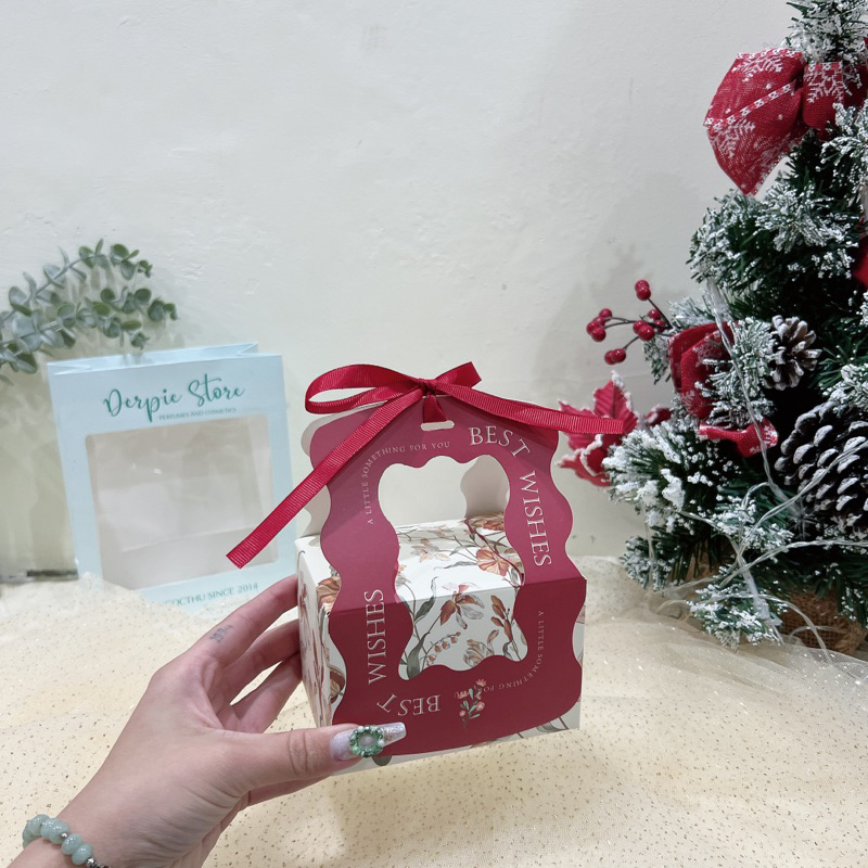 Túi hộp hoa màu pastel quai nơ đựng quà tặng : nước hoa, mỹ phẩm ... xinh xắn, dễ thương