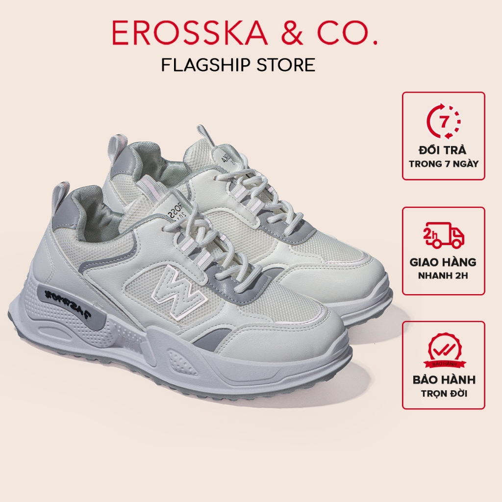 Erosska - Giày sneaker nữ kiểu dáng basic trẻ trung màu trắng phối xám - GS024