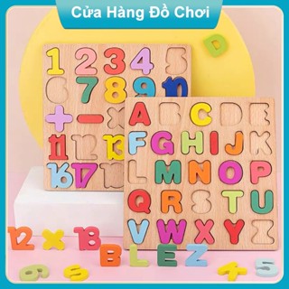 Đồ Chơi Bảng Nổi Ghép Bằng Gỗ Kích Cho Bé Làm Quen Với Chữ Và Số Bé Trai, Bé Gái 20x20 Cm