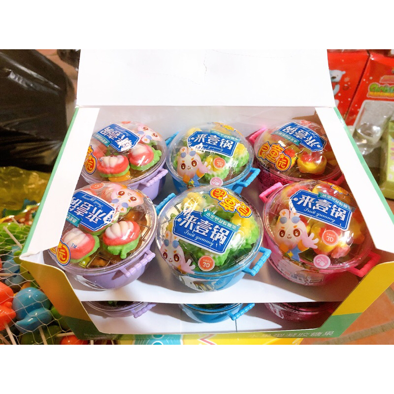 Hộp 12 lọ kẹo dẻo hambeger hình nồi cơm điện 2 ngăn