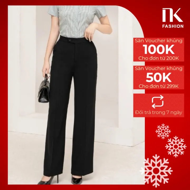 Quần Ống Rộng Công Sở NK FASHION Thiết Kế Thanh Lịch Sang Trọng Chất Vải Nhập Hàn Cao Cấp Không Nhăn Xù NKQU2302006