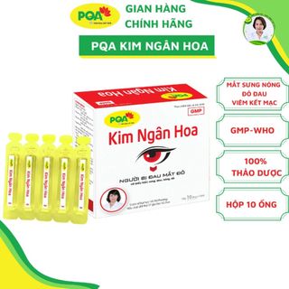 Kim ngân hoa PQA dùng người bị viêm kết mạc, đau mắt đỏ mãn tính. hộp 10 ống