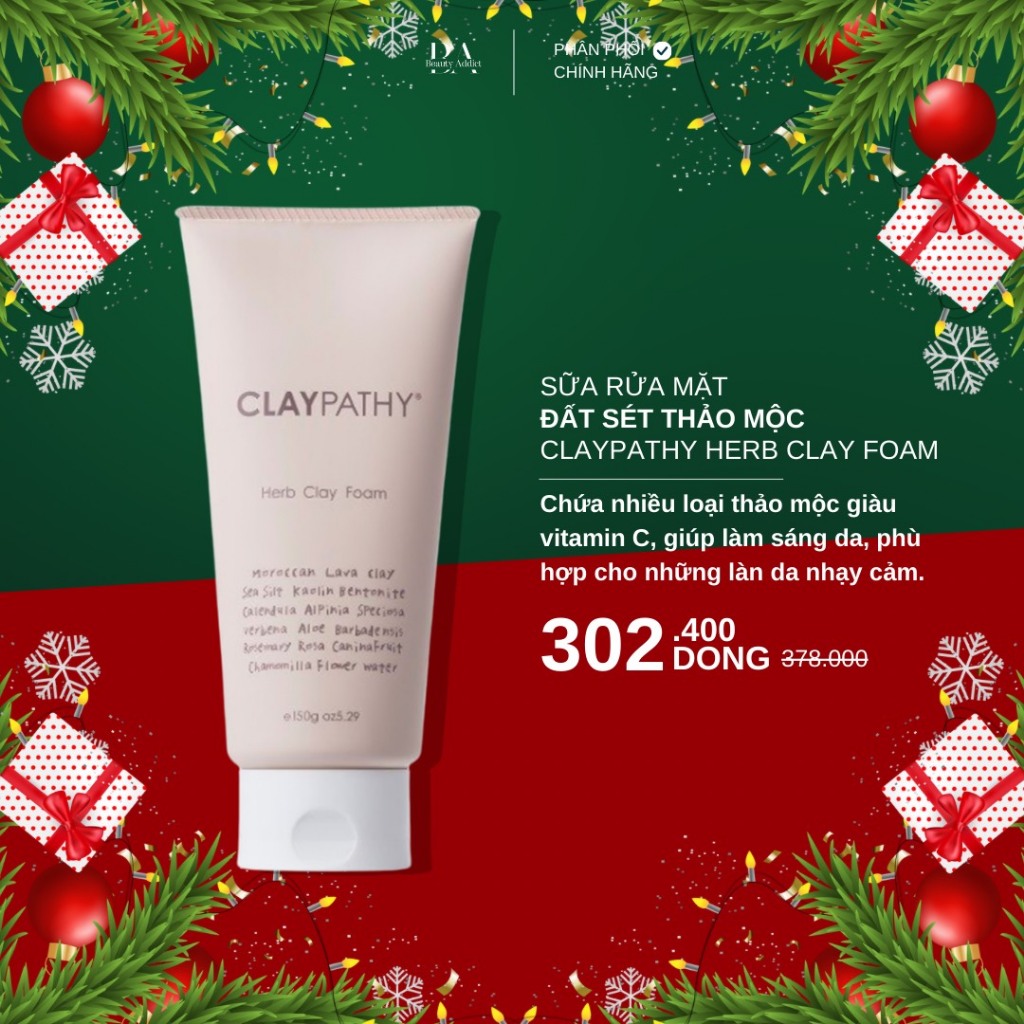 Sữa rửa mặt đất sét thảo mộc CLAYPATHY Herb Clay Foam 150g