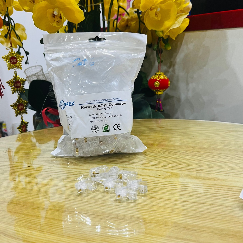 Hạt mạng CAT 6 Golden Konek chính hãng, túi 100 hạt