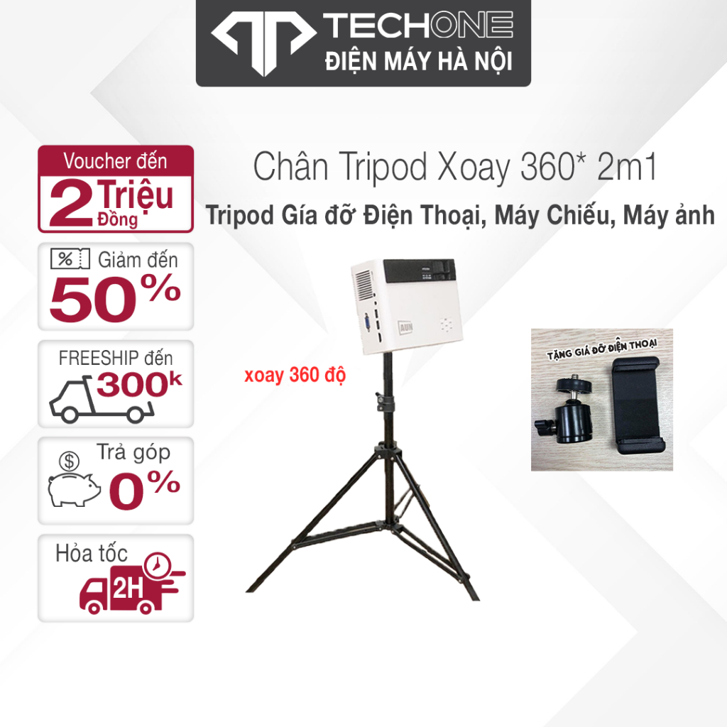 [XOAY 360 - ĐỘ CHỊU LỰC 25KG] Chân tripod máy chiếu xoay 360 độ - Tripod giá đỡ máy chiếu điện thoại - Cao Dài 2.1m