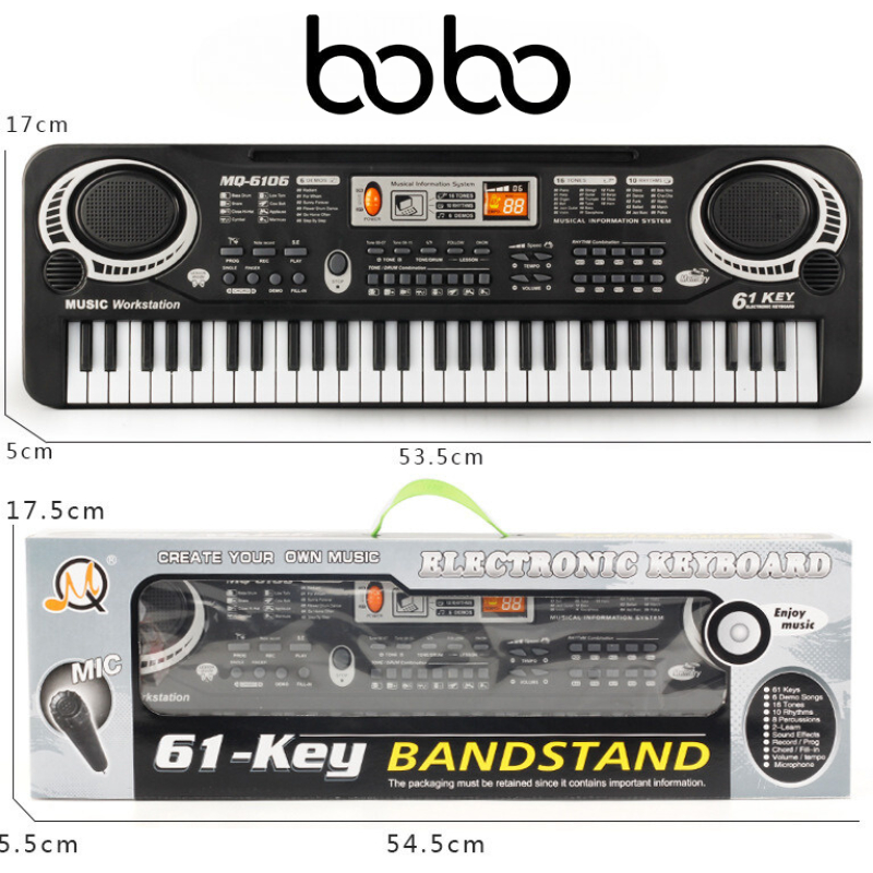 Đàn piano đồ chơi cho bé 61 phím kèm mic sử dụng được pin và sạc tiện lợi giúp bé phát triển tài năng ânhạc