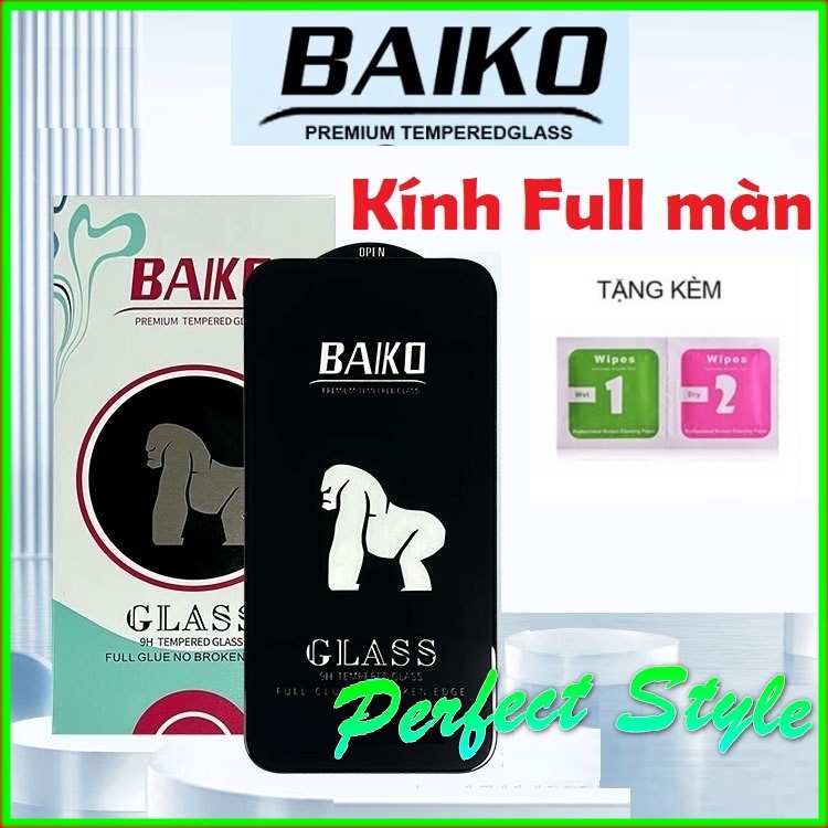 Cường Lực Baiko Full Màn Xiaomi 12 12T Lite Poco C40 X3 X4 F4 Gt F3 Pro K40S 10X 4G Note 7 8 9S Mi 9 K20 Redmi A1 9T 13C