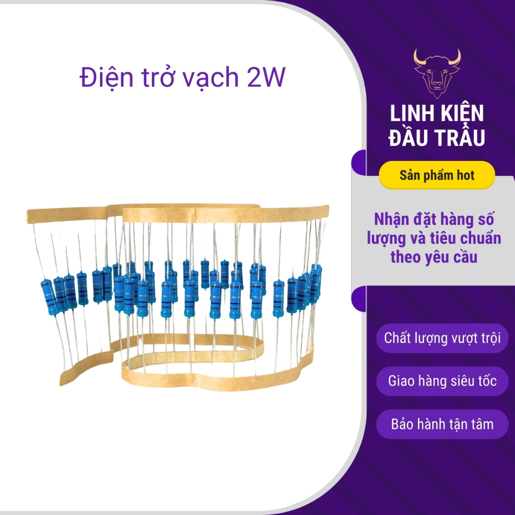 Điện trở vạch 2W 22R - 120R1% chân đồng (túi 10 con) Linh Kiện Đầu Trâu.