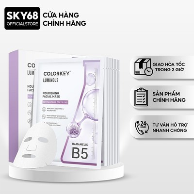 Hộp 10 Mặt Nạ Dưỡng Ẩm Giảm Mụn Colorkey Luminous Nourishing Facial Mask 25mlx10 - TÍM