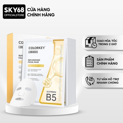 Hộp 10 Mặt Nạ Dưỡng Ẩm Dịu Da Colorkey Luminous Replenishing Facial Mask 25mlx10 - VÀNG