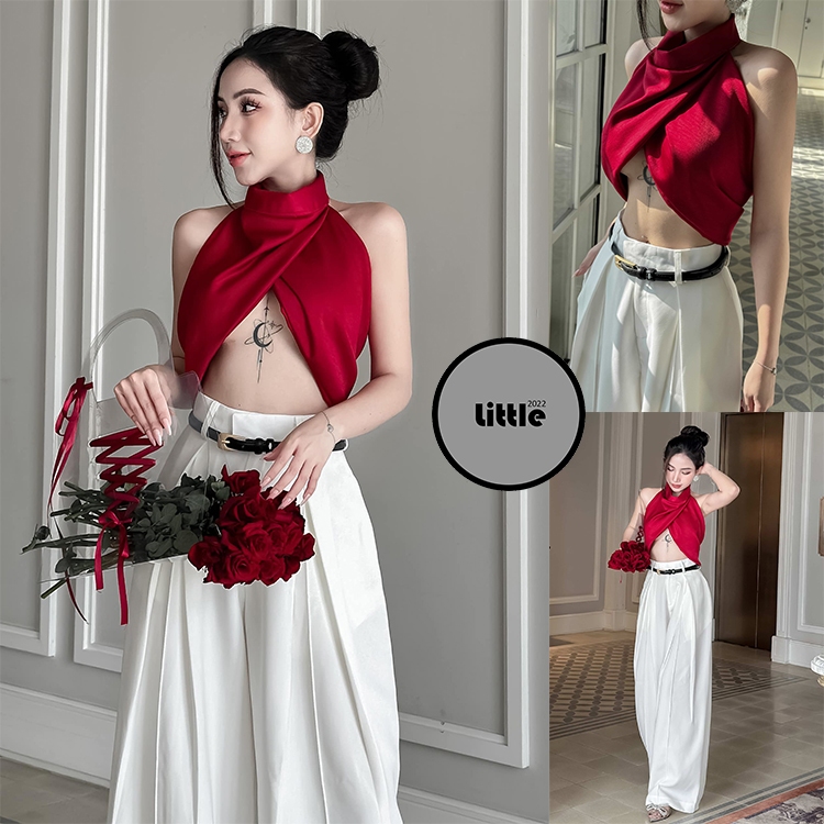 Áo Kiểu Hở Lưng Cổ Cao Sexy Gợi Cảm Chất Lụa Xước Bigsize Dưới 60Kg "CC2M"