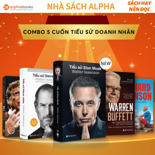 Combo 5 cuốn tiểu sử doanh nhân: tiểu sử elon musk + tiểu sử steve jobs + bill gates + warren buffett + richard brans
