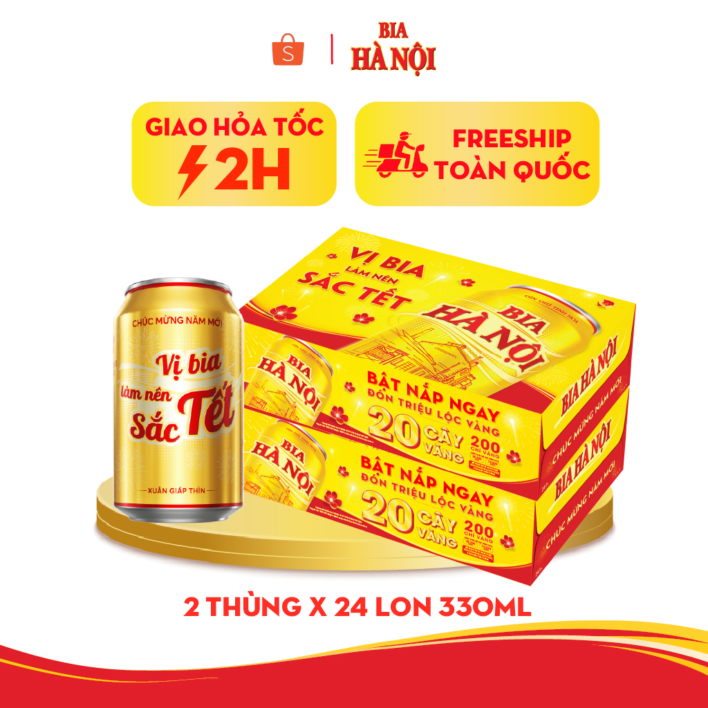 COMBO 2 Thùng 24 lon Bia Hà Nội – HABECO (330ml/lon) – Phiên bản Tết