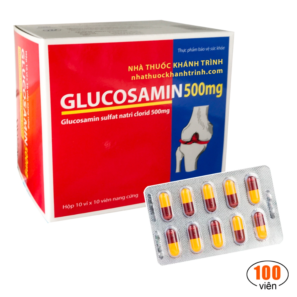 Viên uống Glucosamin 500mg Hataphar - bổ sung dịch khớp, hộp 100 viên