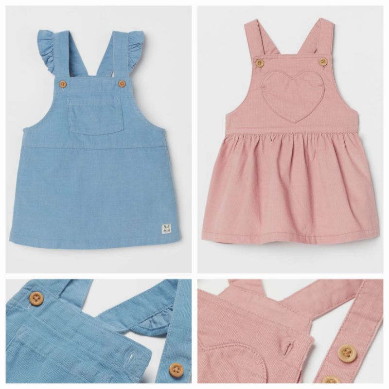 Váy yếm nhung tăm bé gái size 4m-4y H.M