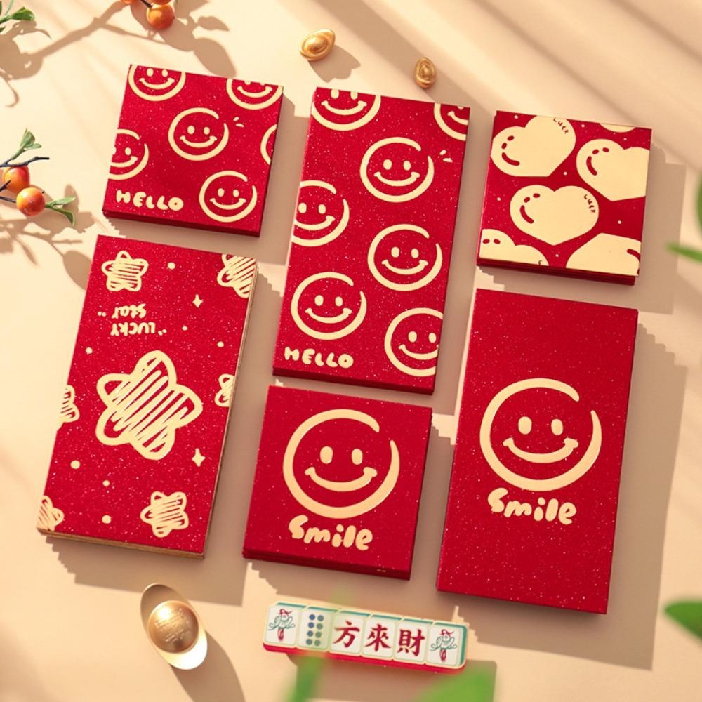 Set 6 bao lì xì tết 2024 Phong bao lì xì đỏ xinh tết Giáp Thìn đáng yêu chào mừng năm mới Lì xì đỏ may mắn