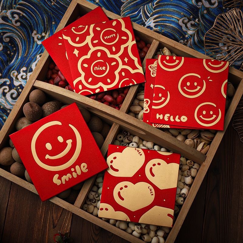 Set 6 bao lì xì tết 2024 Phong bao lì xì đỏ xinh tết Giáp Thìn đáng yêu chào mừng năm mới Lì xì đỏ may mắn