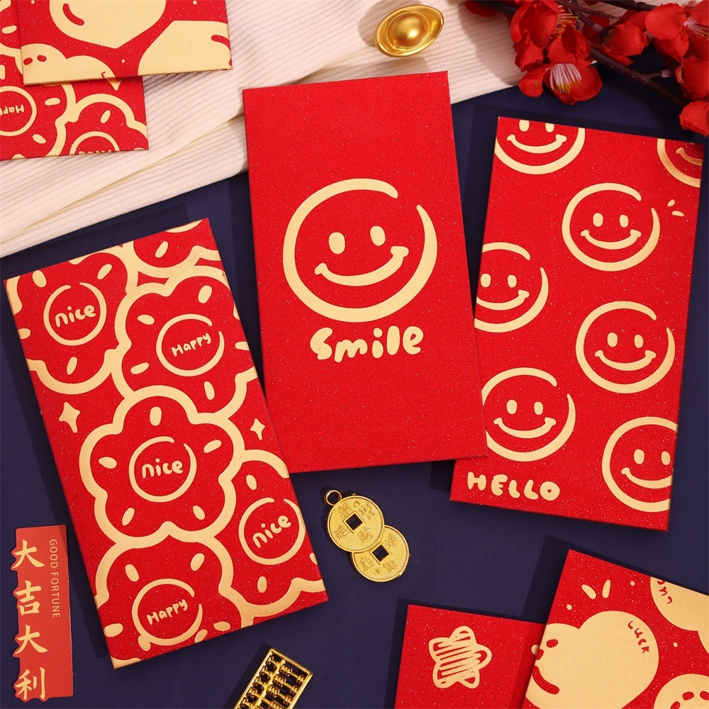 Set 6 bao lì xì tết 2024 Phong bao lì xì đỏ xinh tết Giáp Thìn đáng yêu chào mừng năm mới Lì xì đỏ may mắn