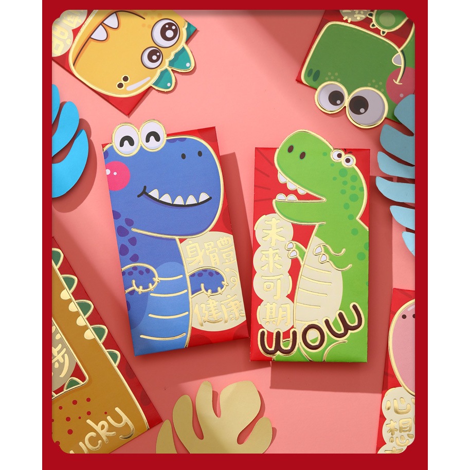 Bao lì xì tết Set 6 lì xì tết 2024 Giáp Thìn hình rồng chibi đáng yêu chào mừng năm mới phong bao Lì xì đỏ may mắn