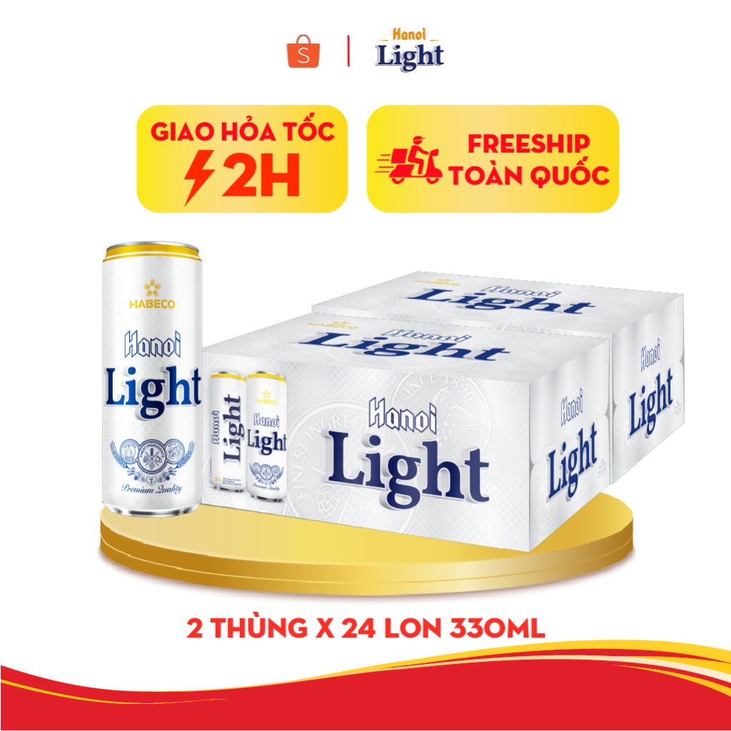 COMBO 2 Thùng 24 lon Bia Hanoi Light – HABECO (330ml/lon)
