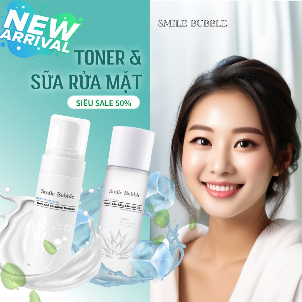 COMBO 2 Chai Sữa Tắm Gội 500ml Cho Bé Dưỡng Ẩm Không Cay Mắt 3in1 Hương Đào Thơm Mát Smile Bubble