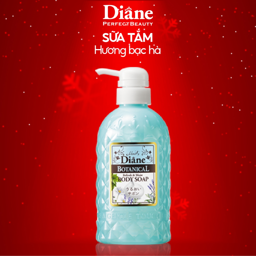 Sữa tắm cấp ẩm hương bạc hà cho da khô nhạy cảm Moist Diane Botanical Refresh & Moist - 500ml