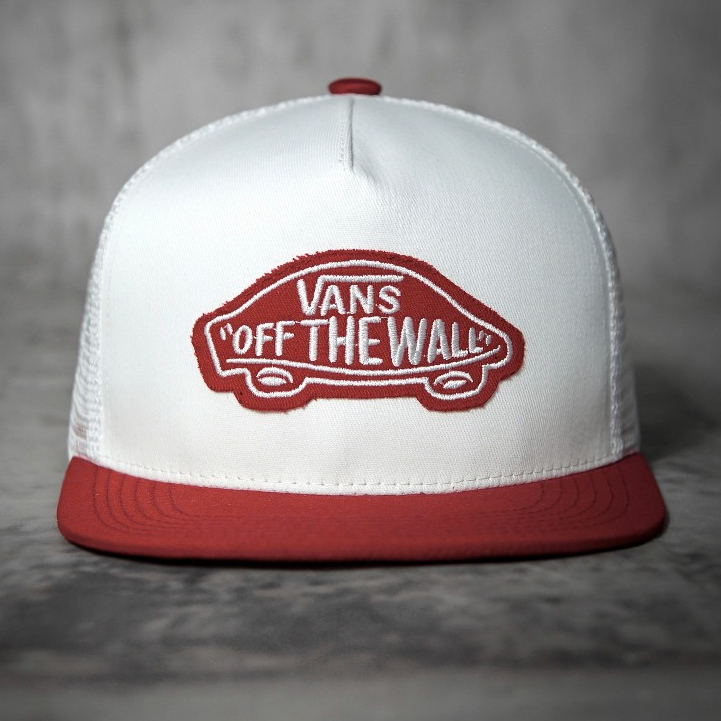 Mũ/Nón Snapback Vans Lưỡi Bằng Màu Trắng Đỏ Đội 4 Mùa Quanh Năm