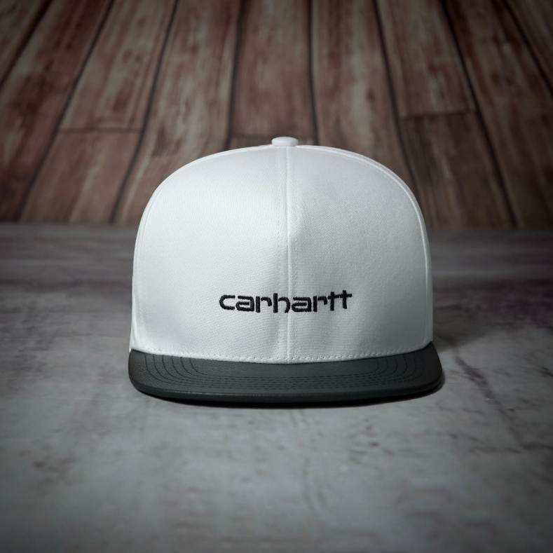 Mũ/Nón Snapback Carhartt Lưỡi Bằng Đen Trắng Viền Da 4 Mùa