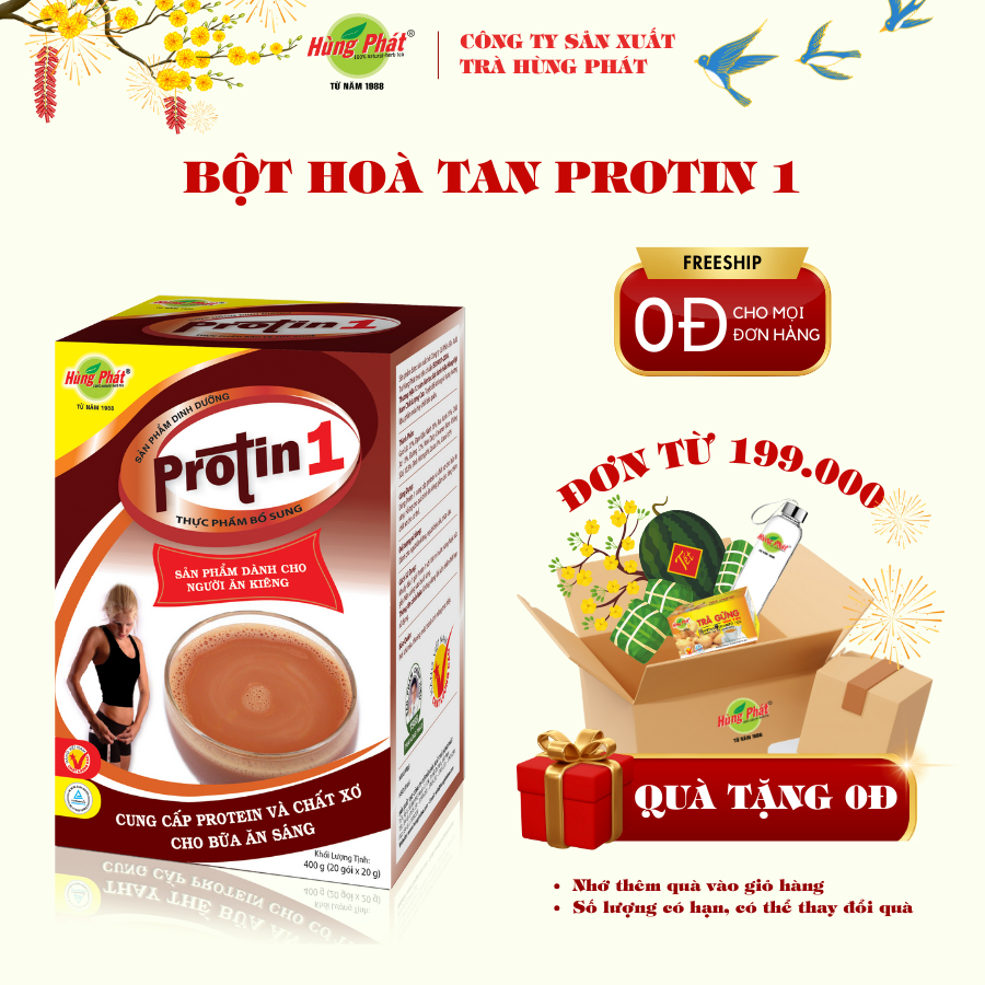 Bột Hòa Tan Protin 1 Hùng Phát Hộp 400g