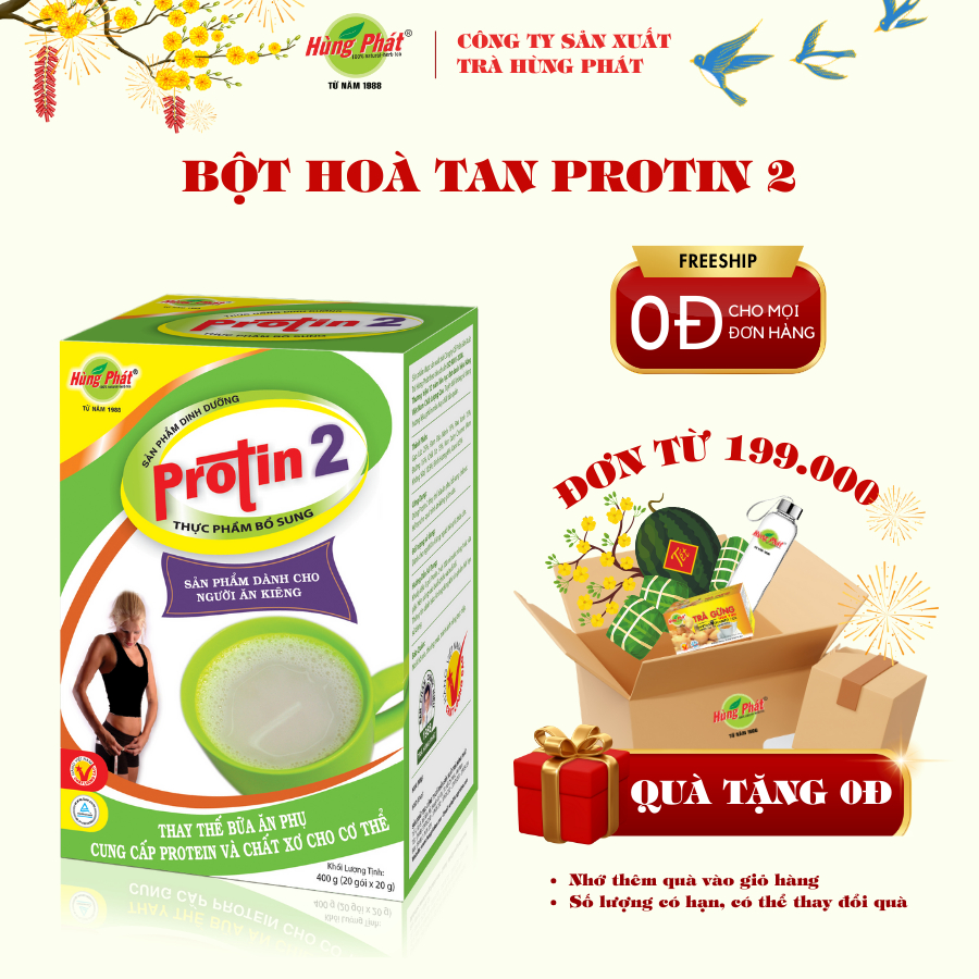 Bột Hòa Tan Protin 2 Hùng Phát Hộp 400g