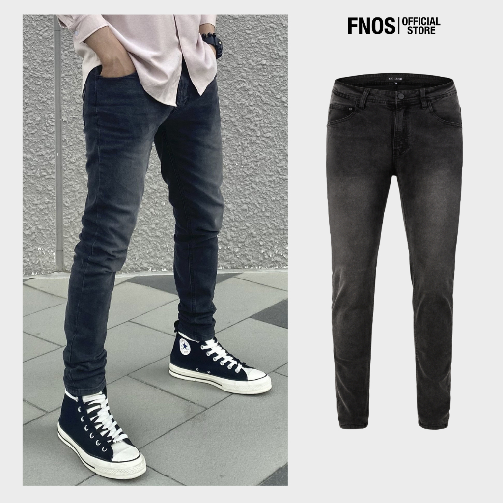 Quần Skinny Jeans Nam FNOS Streetwear Màu Xám Wash NZ26 - Local Brand Chính Hãng