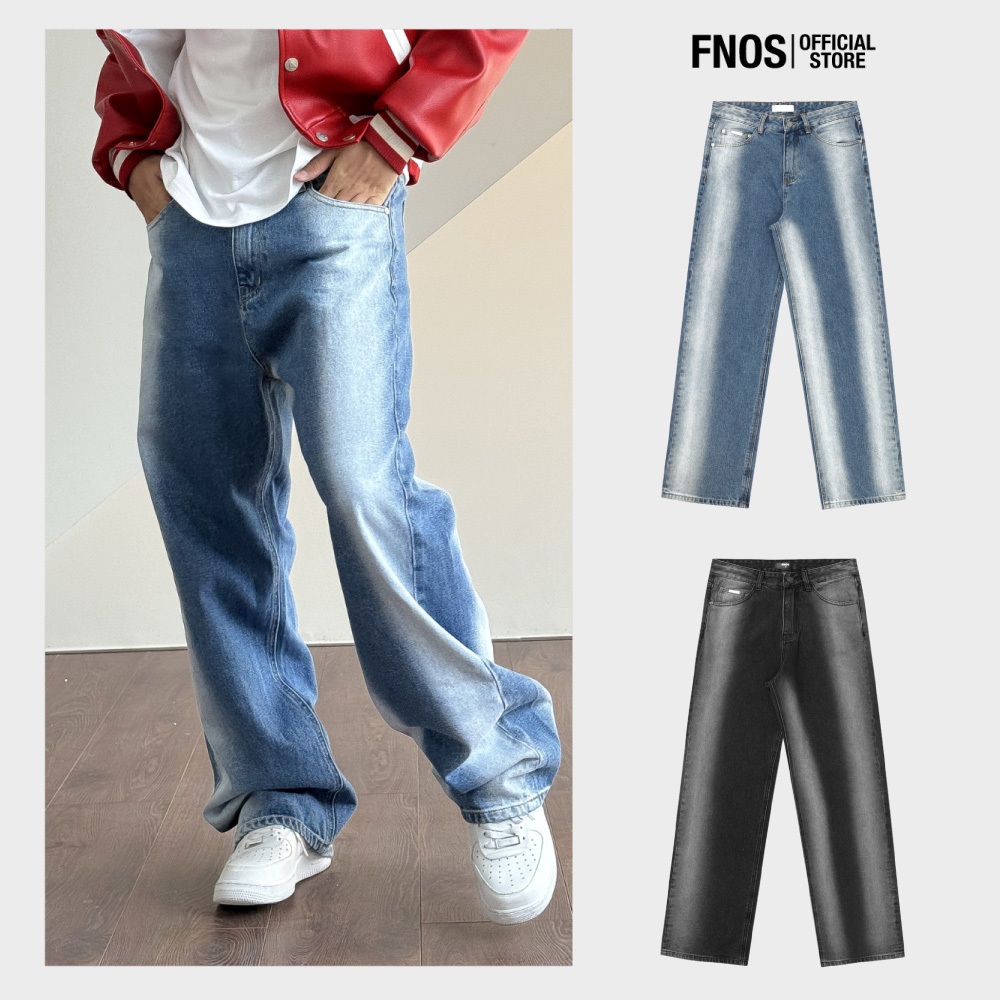 Quần Jeans Nam Dáng Rộng FNOS Streetwear WHITE WASHED EXTRA REGULAR JEANS ERG4-5 - Local Brand Chính Hãng