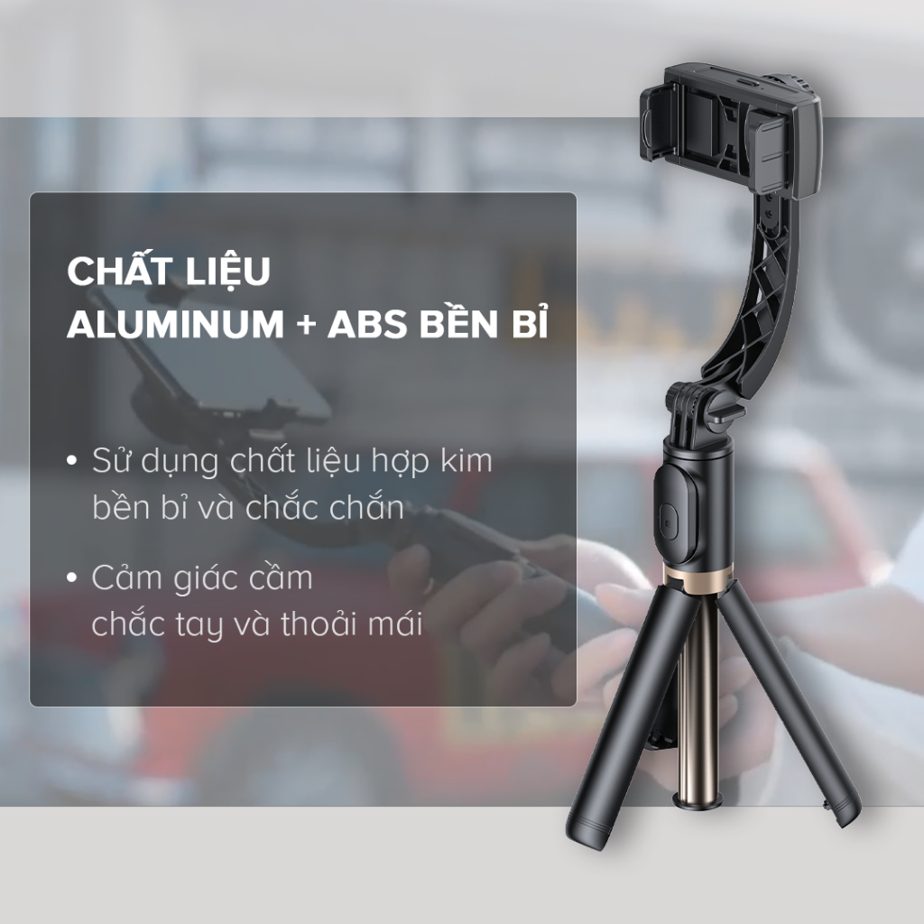 Tay Cầm Gimbal HAVIT ST7606, Chống Rung Điện Tử, Bluetooth 4.2, Điều Khiển Từ Xa - Chính Hãng BH 12 Tháng Dizigear