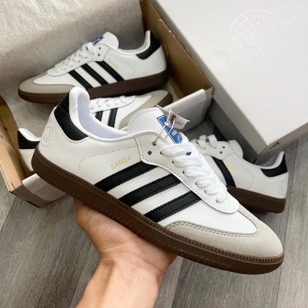 Giày Thể Thao Cổ Thấp AD Samba, Giày Sneaker AdiDa Samba “ White Black Gum “ - Phiên bản Vegan Màu Trắng