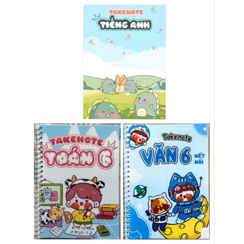 Combo 3 quyển Takenote Toán-Văn 6, Tiếng Anh