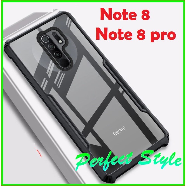 Ốp lưng chống sốc lưng trong suốt cho Xiaomi Redmi Note 8 - Note8 , Note 8 pro viền đen