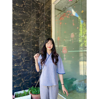 Thời trang nữ đi chùa, áo lam phật tử, đơn giản, bigsize