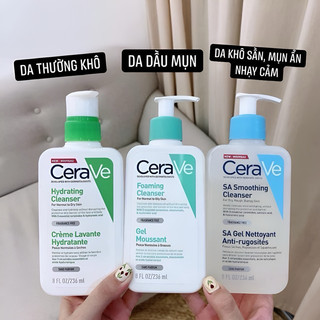 Sữa rửa mặt Cerave bộ ba cho da dầu da khô và da nhạy cả