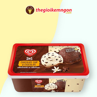 Kem hộp 2 trong 1 socola vụn socola Wall's 2in1 Chocolate Chip & Chocolate