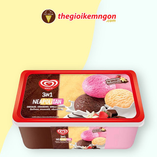 Kem hộp 3 trong 1 socola - vani - dâu Wall's 3in1 Neopolitan (760ML)
