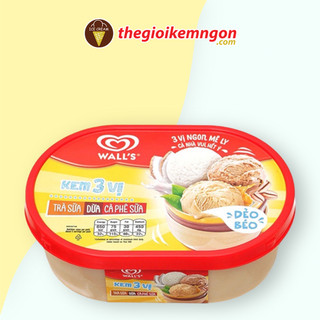 Kem hộp 3 vị Wall's trà sữa - dừa - cafe sữa (760ML)