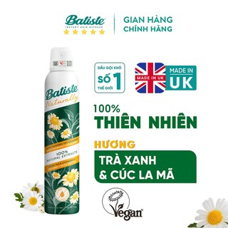 Dầu Gội Khô Batiste Naturally 100% Thuần Chay Thiên Nhiên Từ Trà Xanh & Cúc La Mã 200ml (Greentea & Chamomile)
