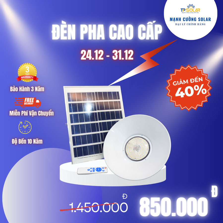 Đèn Thả Trần Hình Loa, Đèn Chụp, Đèn Năng Lượng Mặt Trời TPSolar TP-W200 Công Suất 200W Cảm Biến Tự Động, Thẩm Mỹ Cao