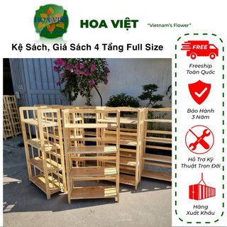 🌟 kệ sách 4 tầng, giá sách 4 tầng 100% gỗ cao su