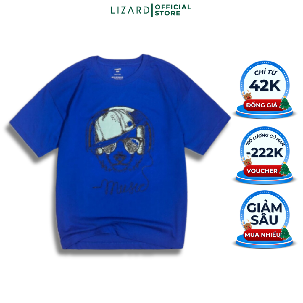 Áo thun tay ngắn bé trai Lizard cotton họa tiết độc lạ -H19